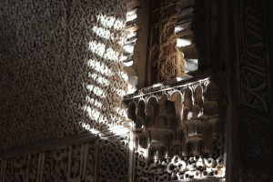 light falling over a wall in Alhambra