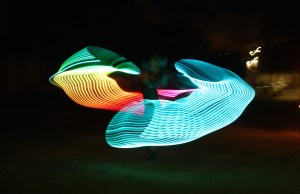 Long exposure on rainbow LED hoop